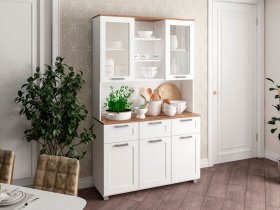 Буфет Катерини (дуб бельмунд/белое дерево) в Юном Ленинце - yunyj-leninec.mebel-nsk.ru | фото