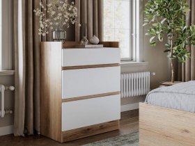 Комод 3 ящика Брауни (дуб делано/белый) в Юном Ленинце - yunyj-leninec.mebel-nsk.ru | фото