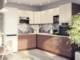 Модульная кухня Классика (ваниль/шоколад) в Юном Ленинце - yunyj-leninec.mebel-nsk.ru | фото