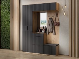 Модульная прихожая «Хилтон» (дуб крафт золотой/графит матовый) в Юном Ленинце - yunyj-leninec.mebel-nsk.ru | фото