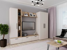 Модульная стенка Верона (сатин/дуб крафт серый) в Юном Ленинце - yunyj-leninec.mebel-nsk.ru | фото