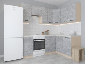 Модульная угловая кухня 1,4м*2,1м Лада (цемент) в Юном Ленинце - yunyj-leninec.mebel-nsk.ru | фото