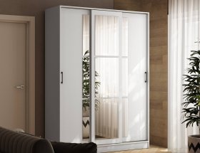 Шкаф-купе 1,6м «Стиль-2» (белый) в Юном Ленинце - yunyj-leninec.mebel-nsk.ru | фото