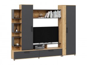 Стенка «Дакота» (дуб крафт золотой/антрацит) в Юном Ленинце - yunyj-leninec.mebel-nsk.ru | фото